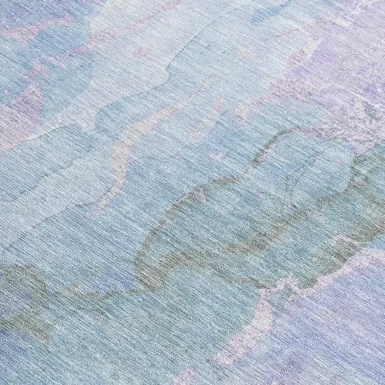 Lavender And Sky Blue Abstract Washable Indoor Outdoor Area Rug Photo 3
