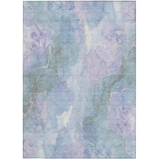 Lavender And Sky Blue Abstract Washable Indoor Outdoor Area Rug Photo 9