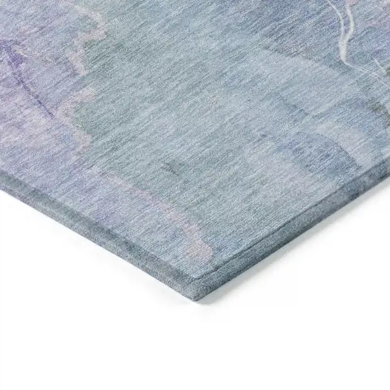 Lavender And Sky Blue Abstract Washable Indoor Outdoor Area Rug Photo 9