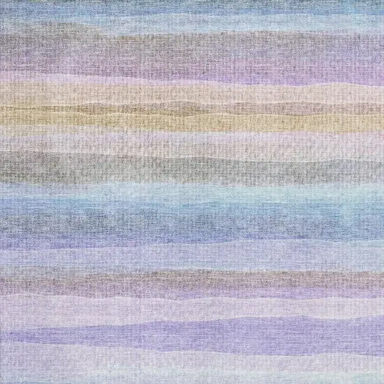Lavender And Sky Blue Striped Washable Area Rug With UV Protection Photo 3