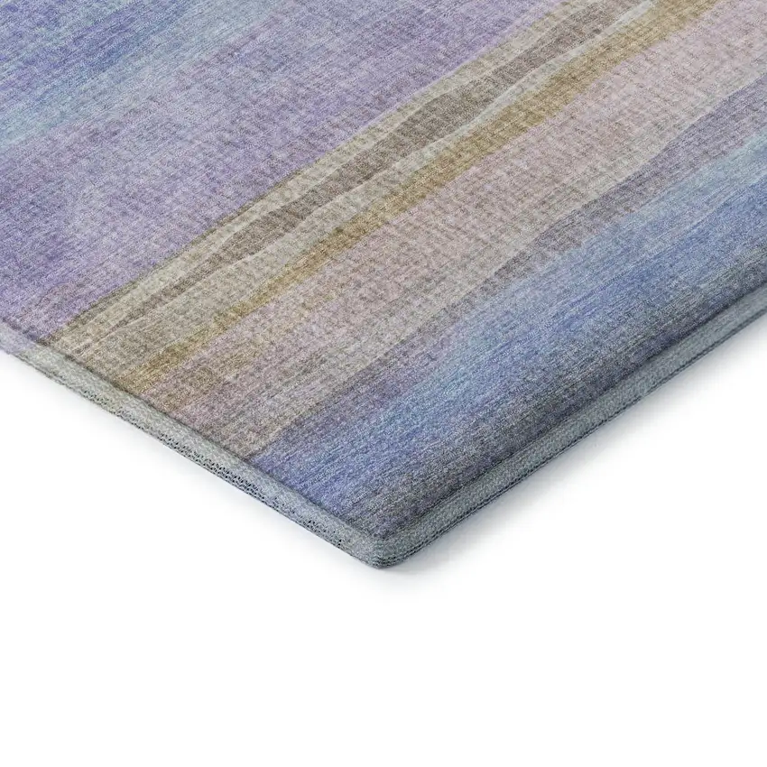 Lavender And Sky Blue Striped Washable Area Rug With UV Protection Photo 7