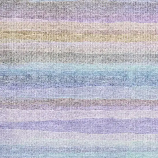 Lavender And Sky Blue Striped Washable Area Rug With UV Protection Photo 3