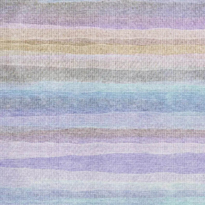 Lavender And Sky Blue Striped Washable Area Rug With UV Protection Photo 3