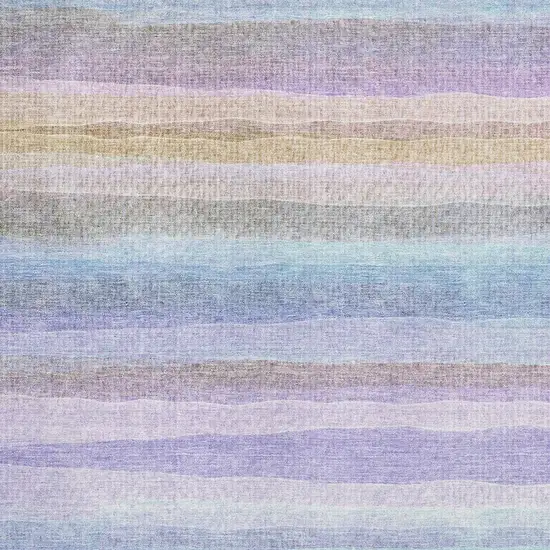 Lavender And Sky Blue Striped Washable Area Rug With UV Protection Photo 3