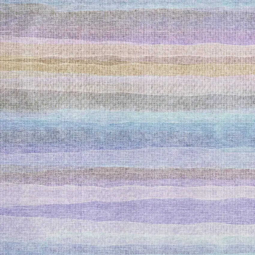 Lavender And Sky Blue Striped Washable Area Rug With UV Protection Photo 3