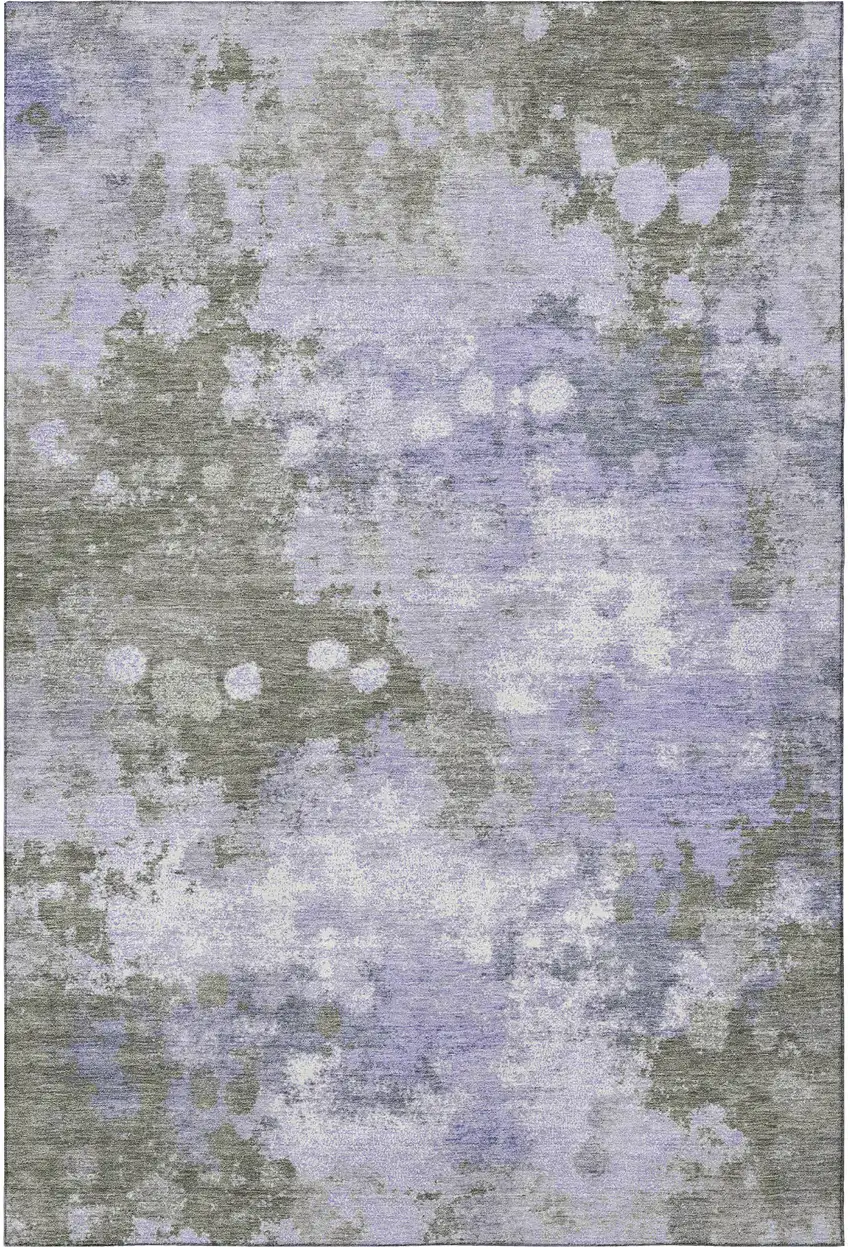 Lavender And Taupe Abstract Washable Area Rug With UV Protection Photo 4