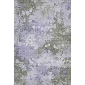 Photo of Lavender And Taupe Abstract Washable Area Rug With UV Protection