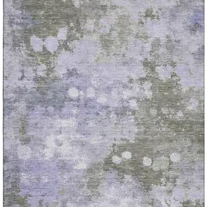 Photo of Lavender And Taupe Abstract Washable Area Rug With UV Protection