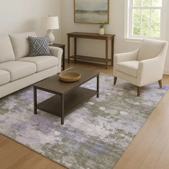 Lavender And Taupe Abstract Washable Area Rug With UV Protection Photo 6