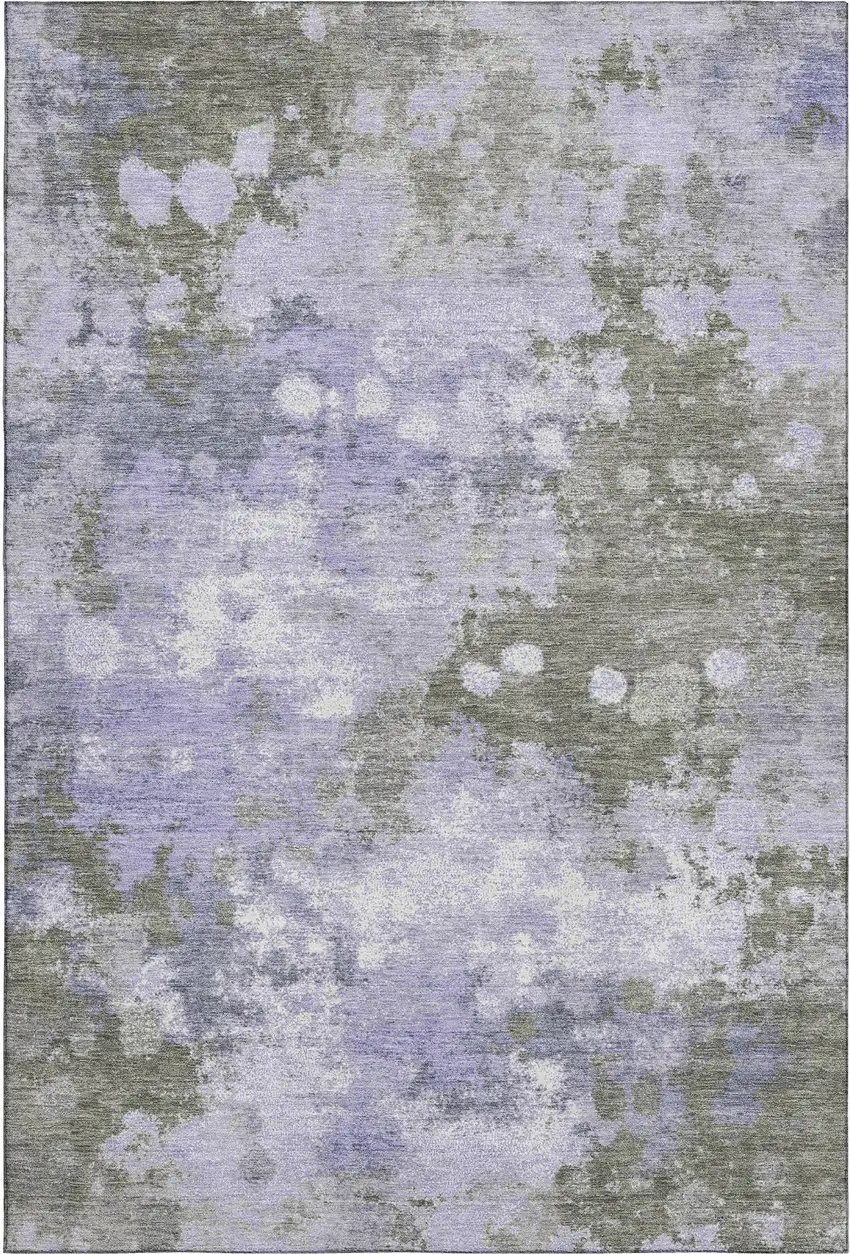Lavender And Taupe Abstract Washable Area Rug With UV Protection Photo 2