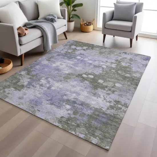 Lavender And Taupe Abstract Washable Indoor Outdoor Area Rug Photo 4