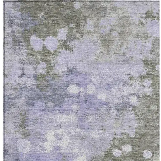 Lavender And Taupe Abstract Washable Indoor Outdoor Area Rug Photo 9