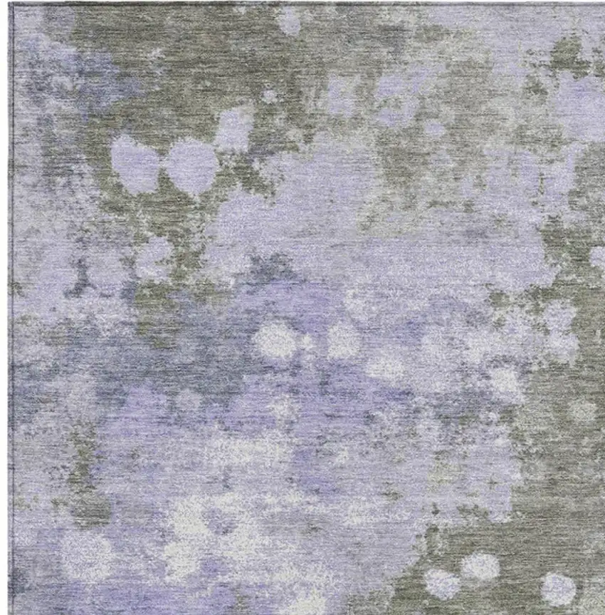 Lavender And Taupe Abstract Washable Indoor Outdoor Area Rug Photo 9