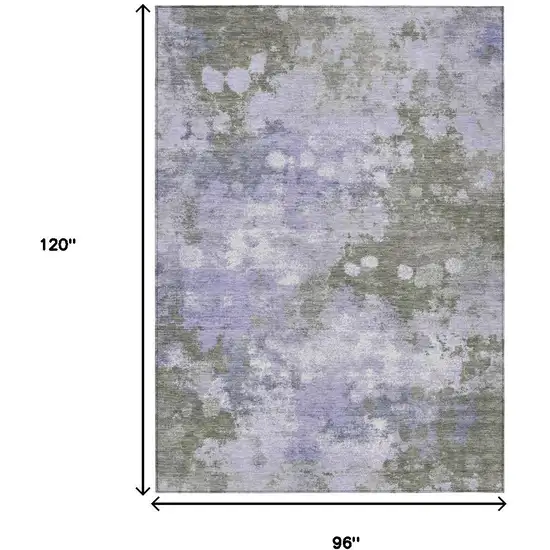 Lavender And Taupe Abstract Washable Indoor Outdoor Area Rug Photo 9