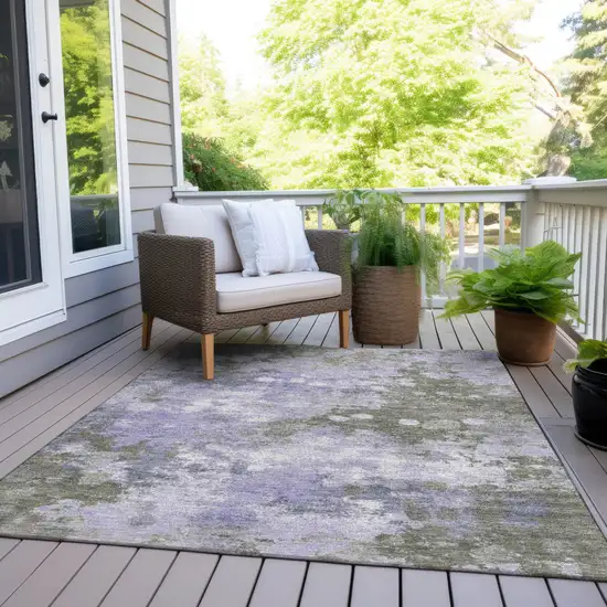 Lavender And Taupe Abstract Washable Indoor Outdoor Area Rug Photo 6