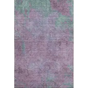 Photo of Lavender And Teal Abstract Washable Area Rug With UV Protection