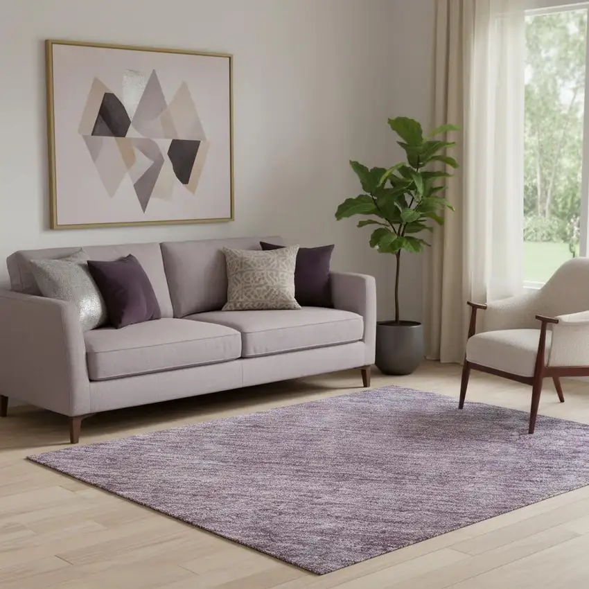 Lavender And Teal Abstract Washable Area Rug With UV Protection Photo 2