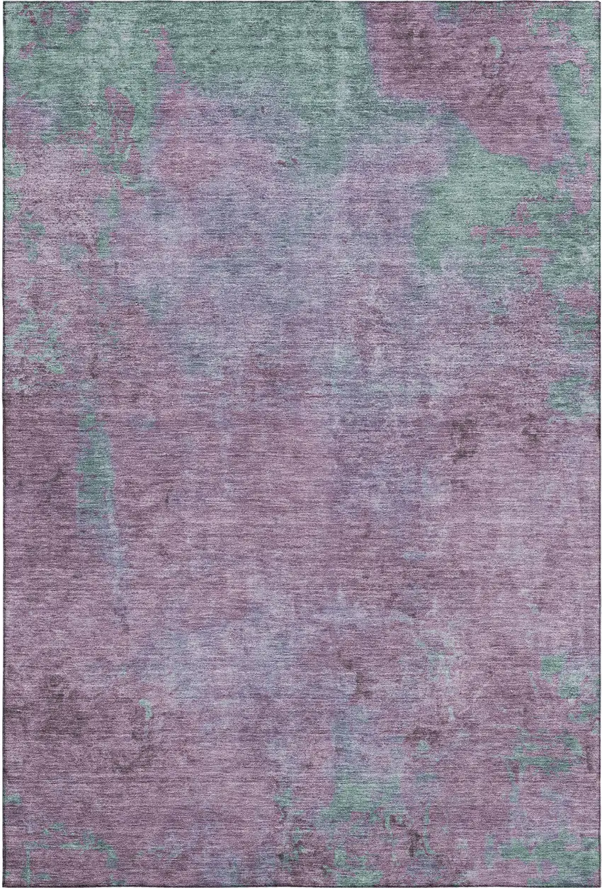 Lavender And Teal Abstract Washable Area Rug With UV Protection Photo 5