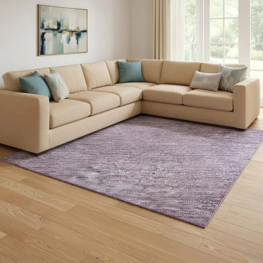 Lavender And Teal Abstract Washable Area Rug With UV Protection Photo 2