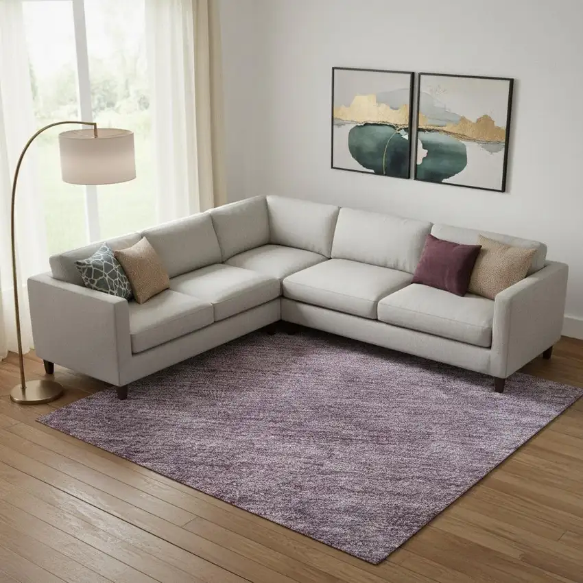 Lavender And Teal Abstract Washable Area Rug With UV Protection Photo 2