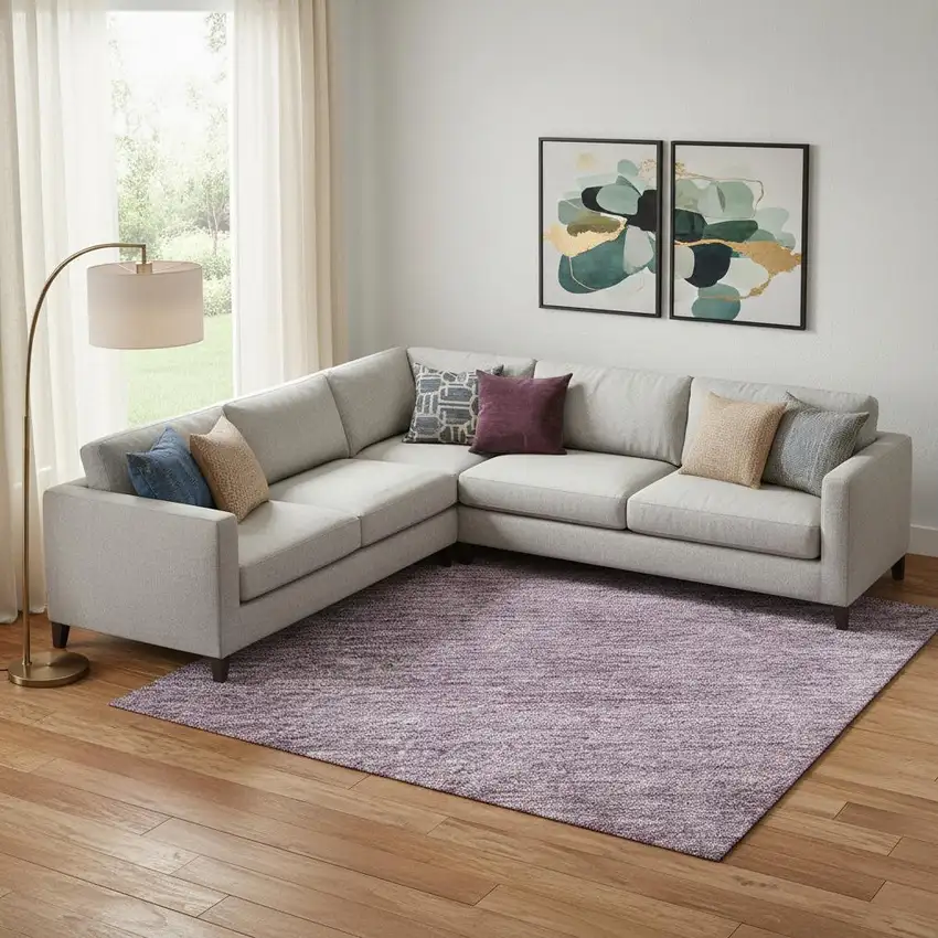 Lavender And Teal Abstract Washable Area Rug With UV Protection Photo 2