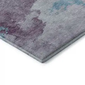 Photo of Lavender And Teal Abstract Washable Area Rug With UV Protection