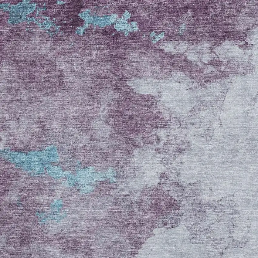 Lavender And Teal Abstract Washable Area Rug With UV Protection Photo 3
