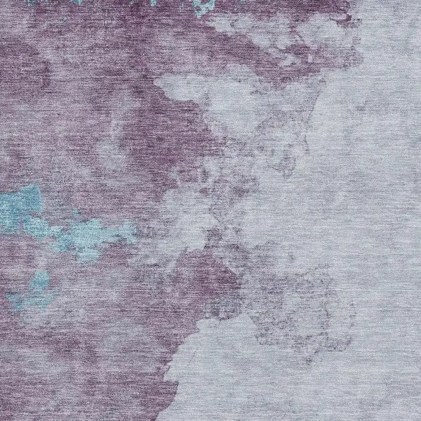 Lavender And Teal Abstract Washable Area Rug With UV Protection Photo 3
