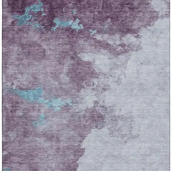 Lavender And Teal Abstract Washable Area Rug With UV Protection Photo 4
