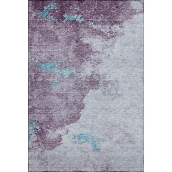 Lavender And Teal Abstract Washable Area Rug With UV Protection Photo 1