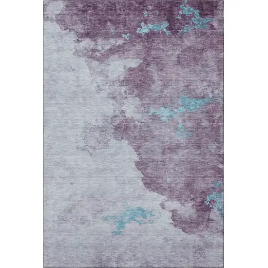 Lavender And Teal Abstract Washable Area Rug With UV Protection Photo 4