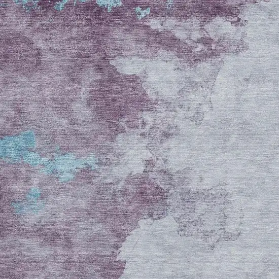 Lavender And Teal Abstract Washable Area Rug With UV Protection Photo 3