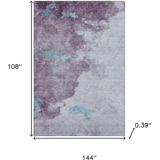 Lavender And Teal Abstract Washable Area Rug With UV Protection Photo 9