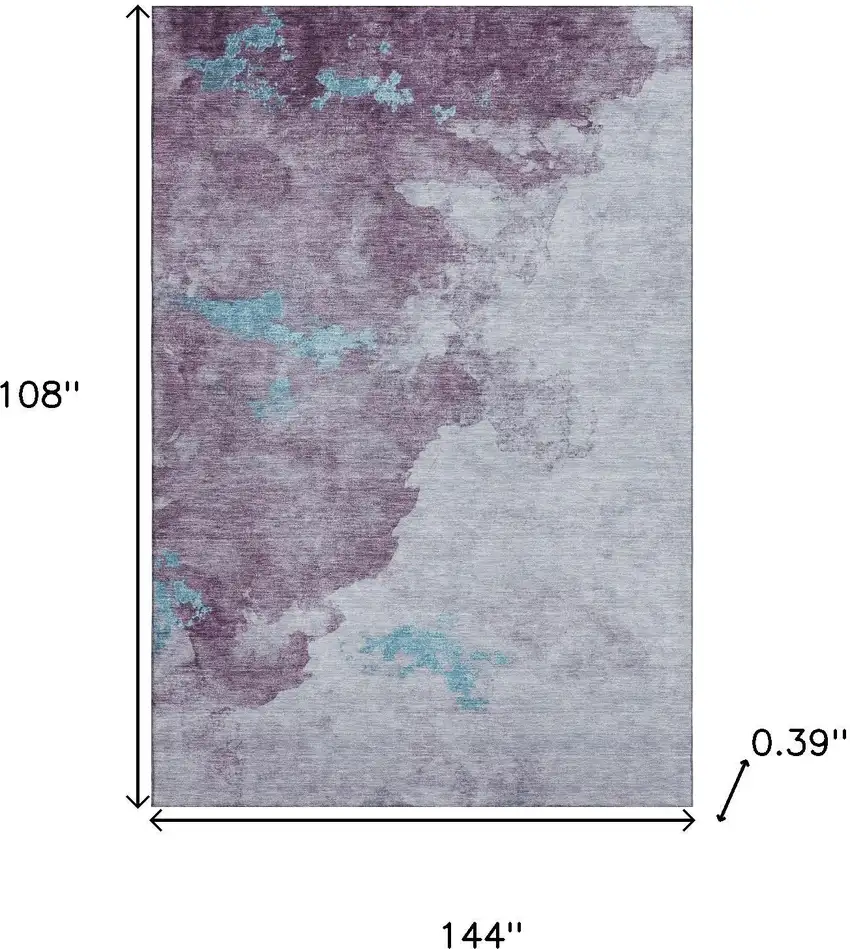 Lavender And Teal Abstract Washable Area Rug With UV Protection Photo 9