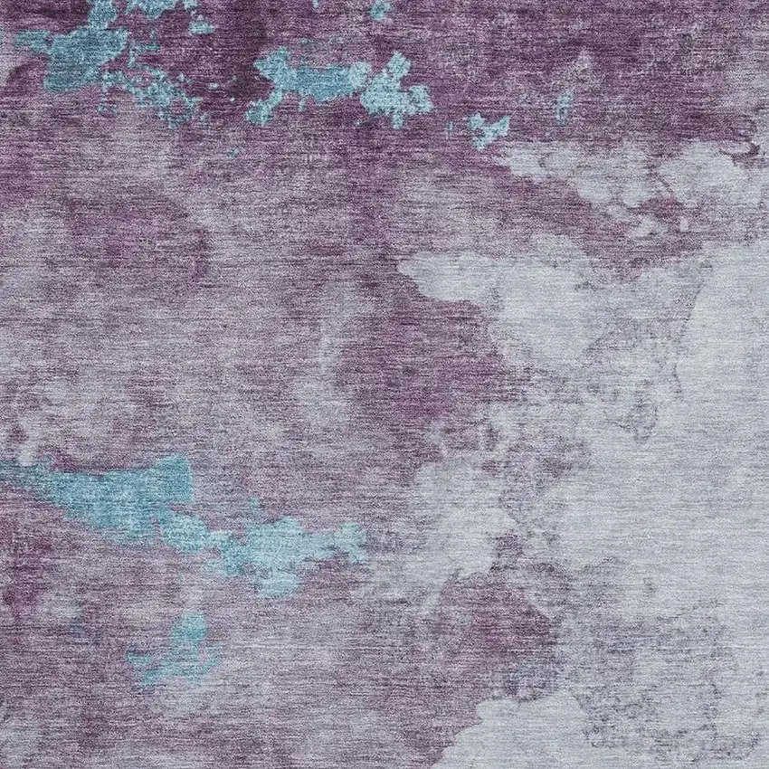 Lavender And Teal Abstract Washable Area Rug With UV Protection Photo 3