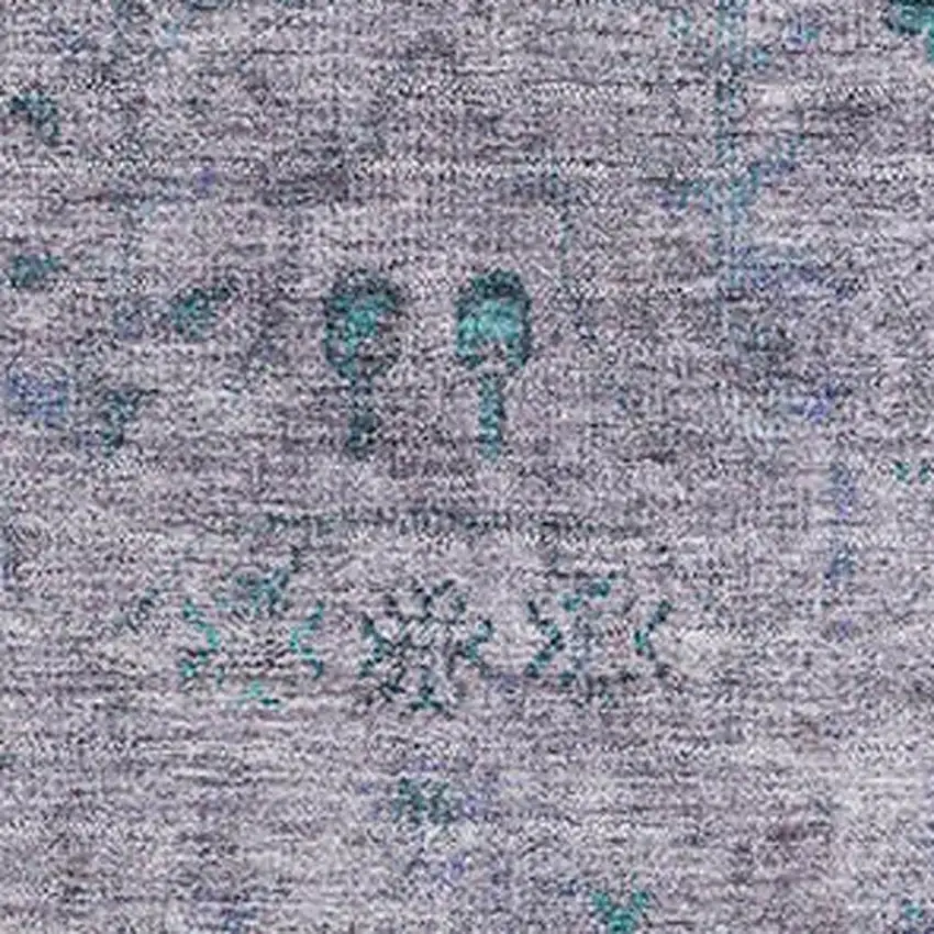 Lavender And Teal Oriental Washable Area Rug With UV Protection Photo 3