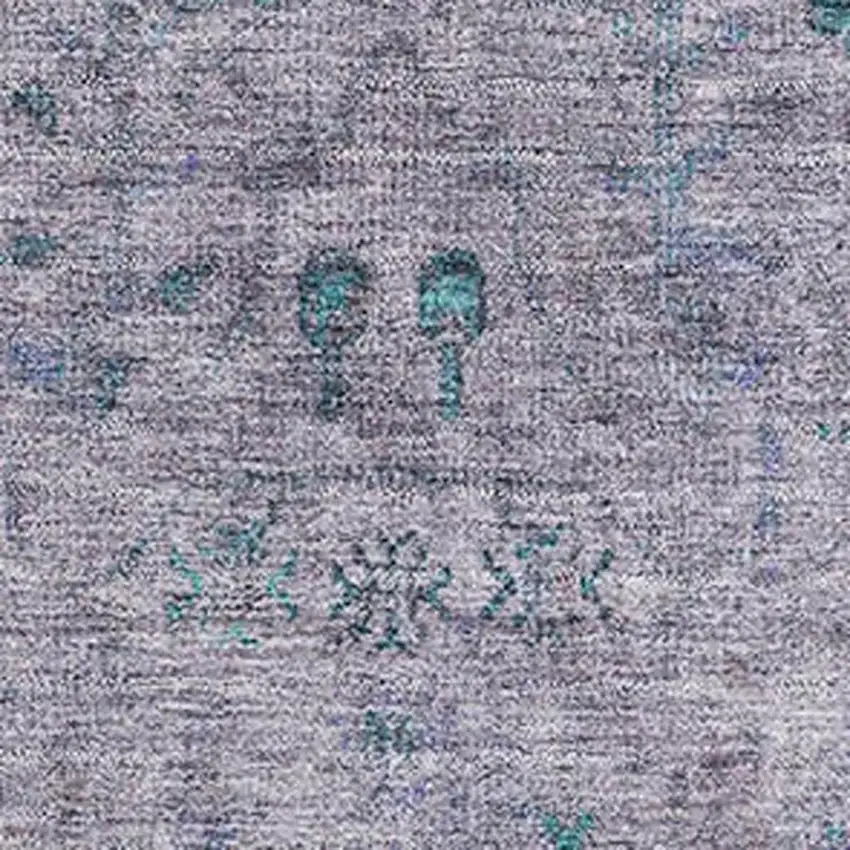 Lavender And Teal Oriental Washable Area Rug With UV Protection Photo 3