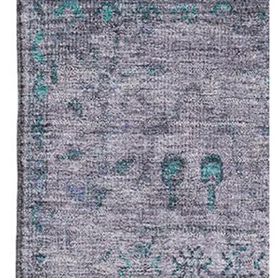 Lavender And Teal Oriental Washable Area Rug With UV Protection Photo 3