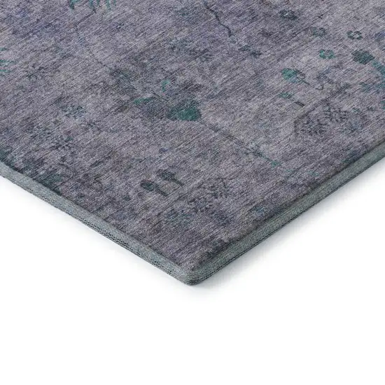 Lavender And Teal Oriental Washable Area Rug With UV Protection Photo 8