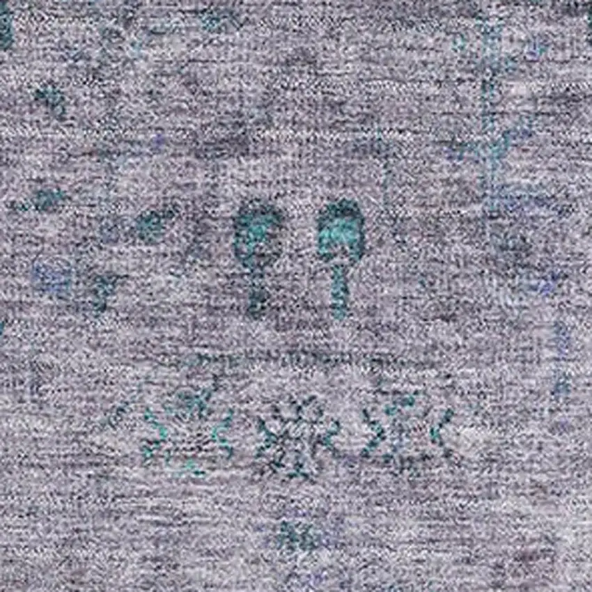 Lavender And Teal Oriental Washable Area Rug With UV Protection Photo 3