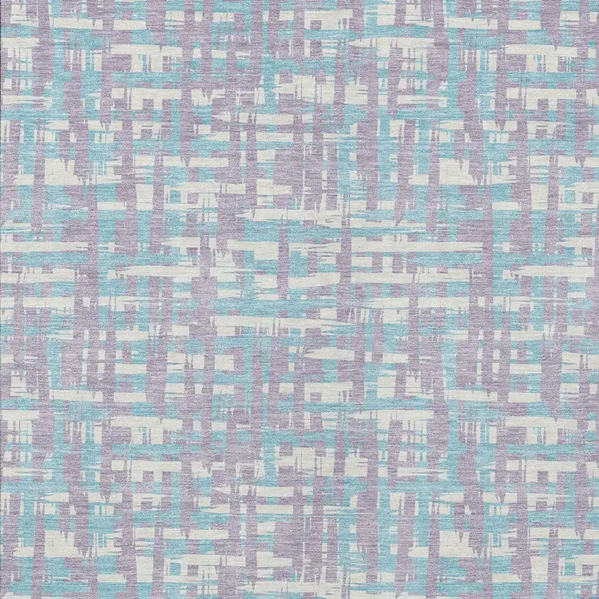 Lavender Aqua And Beige Abstract Washable Indoor Outdoor Area Rug Photo 6