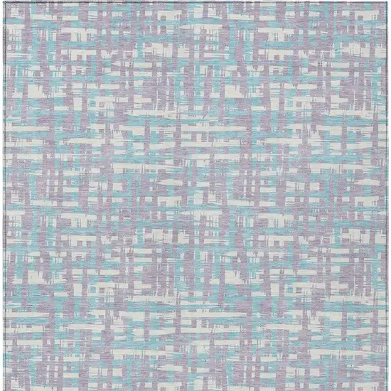 Lavender Aqua And Beige Abstract Washable Indoor Outdoor Area Rug Photo 7