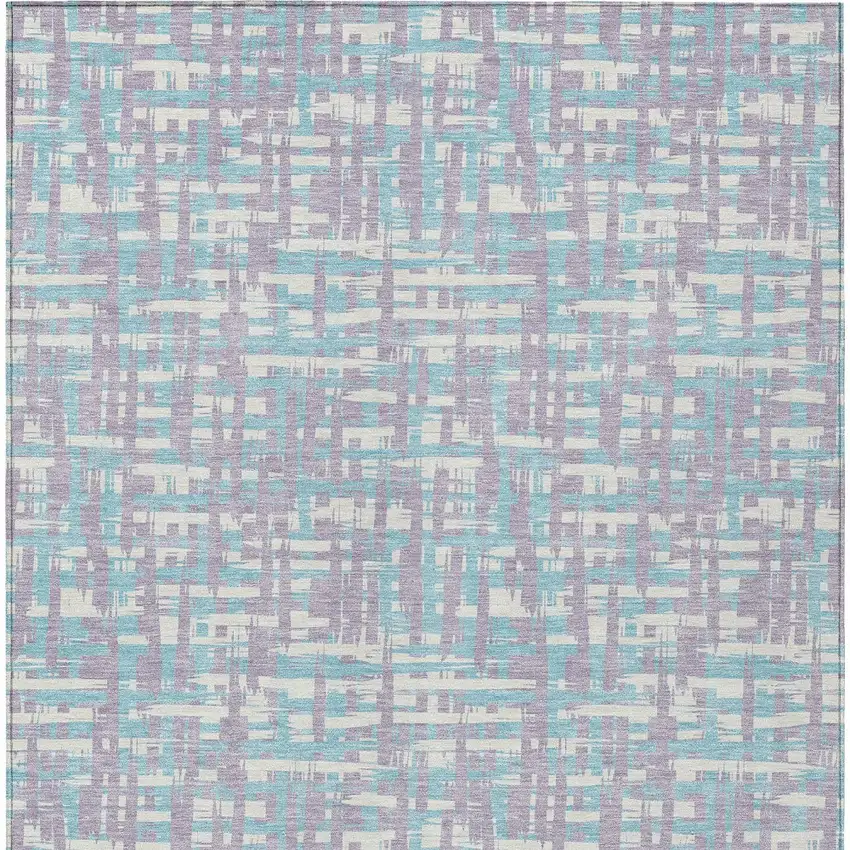 Lavender Aqua And Beige Abstract Washable Indoor Outdoor Area Rug Photo 7