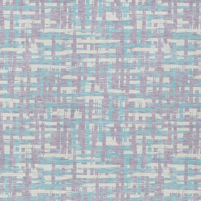 Lavender Aqua And Beige Abstract Washable Indoor Outdoor Area Rug Photo 6