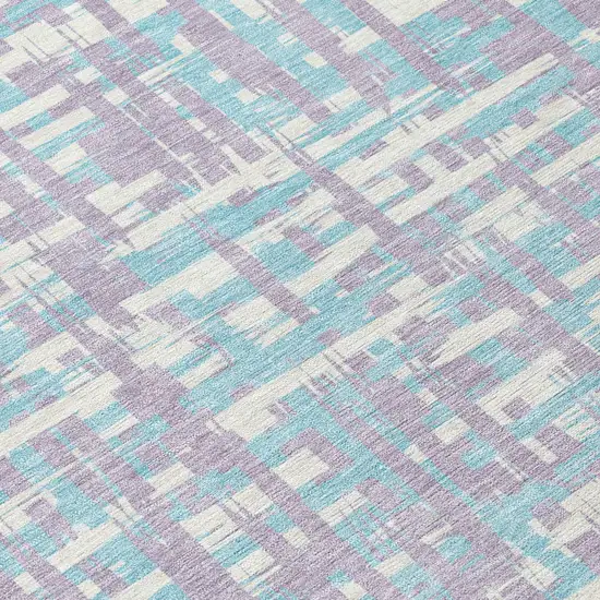 Lavender Aqua And Beige Abstract Washable Indoor Outdoor Area Rug Photo 5