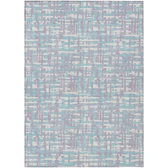 Lavender Aqua And Beige Abstract Washable Indoor Outdoor Area Rug Photo 2