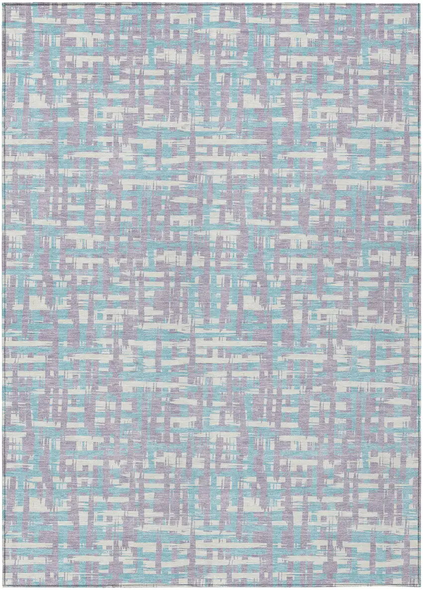 Lavender Aqua And Beige Abstract Washable Indoor Outdoor Area Rug Photo 2