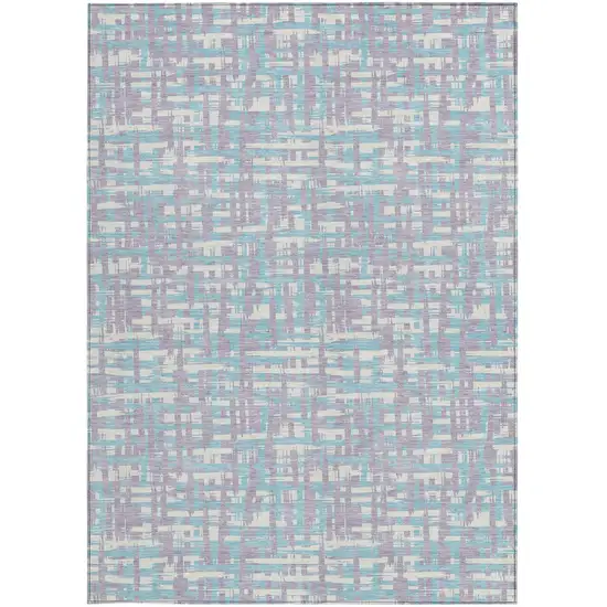 Lavender Aqua And Beige Abstract Washable Indoor Outdoor Area Rug Photo 6
