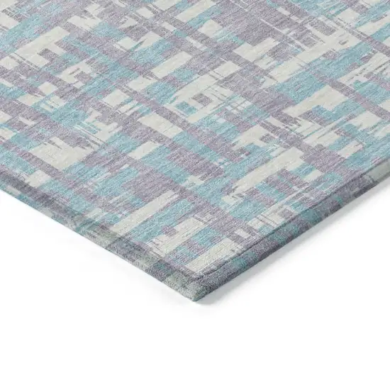 Lavender Aqua And Beige Abstract Washable Indoor Outdoor Area Rug Photo 4