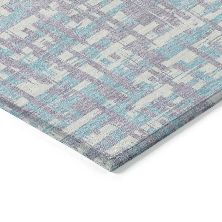 Lavender Aqua And Beige Abstract Washable Indoor Outdoor Area Rug Photo 4